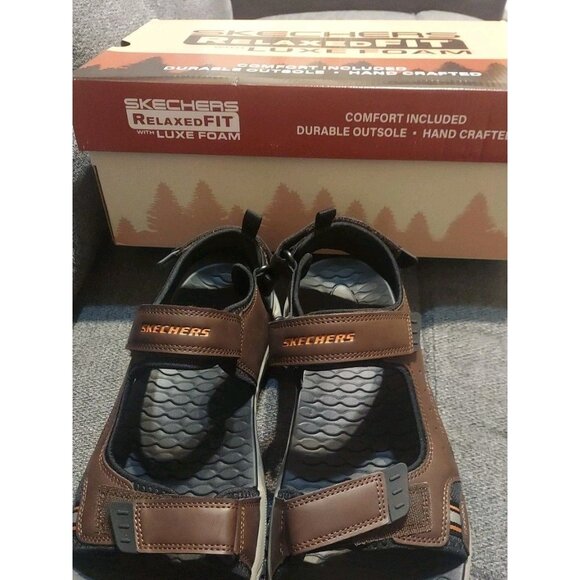 Skechers Relaxed fit with Luxe Foam Sandals Mens Size 13 Brown Black Summer ☀️ - Picture 2 of 14
